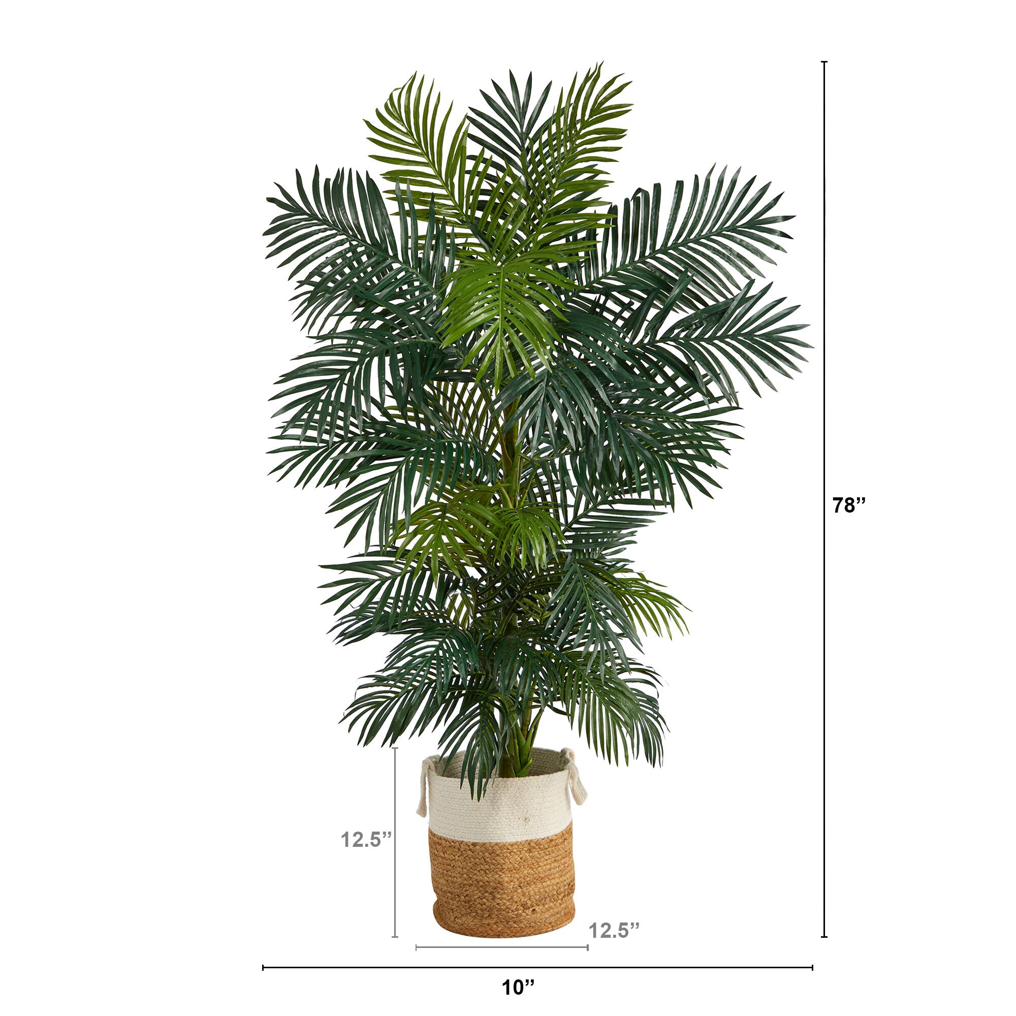 6.5ft. Golden Cane Artificial Palm Tree in Handmade Natural Jute and Cotton Planter